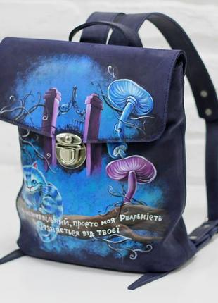 Кожаный рюкзак с росписью4 фото
