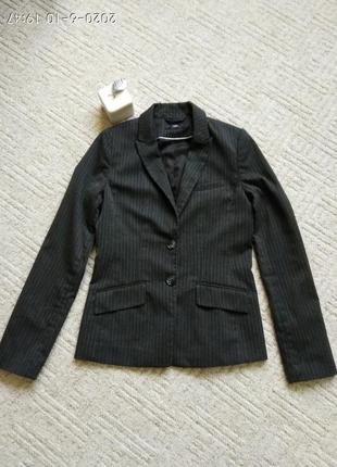 Пиждак, жакет н&м, серый качественный пиджак в тонкую полоску размер 34, актуальная модель