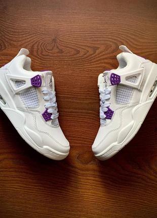 Кроссовки женские nike air jordan retro 4 fleece termo white &amp; purple5 фото