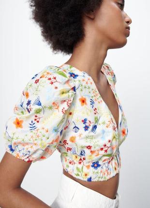 Блуза с вышивкой zara, оригинал, размер m пойдет на s6 фото