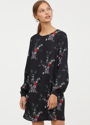 Черное платье в цветы h&m