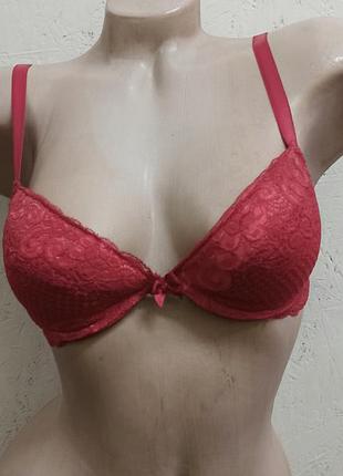 Nbb уценка бюстгальтер лифчик красный на съёмном пушапе с кружевом размер 70b 75b