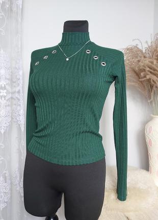 Темно зелена водолазка/гольф в рубчик ❤