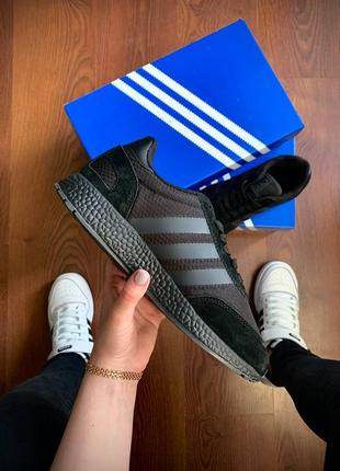 Кросівки жіночі adidas originals iniki fleece termo black & gray