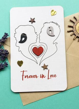 3д деревянная открытка-валентинка "навсегда в любви"1 фото