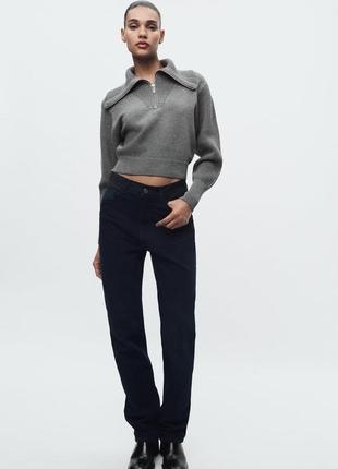 Свитер женский высокий воротник серый zara new