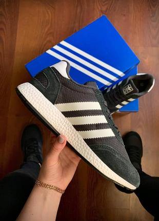 Кроссовки женские adidas originals iniki fleece termo dark gray &amp; black1 фото