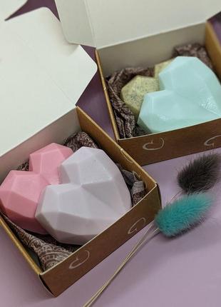 Мыло сердце, валентинка, подарочный набор, мыло ручной работы