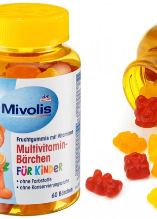 Жевательные мультивитамины для детей mivolis multivitamin-bärchen für kinder, 60 шт