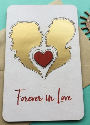 Деревянная открытка-валентинка "навсегда с любовью"2 фото