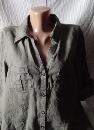 Блуза сорочка льон батал2 фото