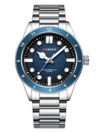 Чоловічий наручний кварцовий годинник curren 8450 silver-blue