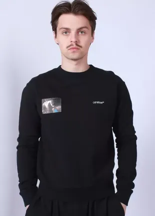 Свитшот off-white caravag angel slim crewneck sweatshirt black