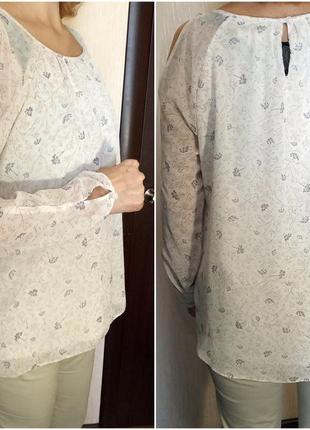 Блуза с вырезами на плечах clockhouse р.50-52\44\16 блуза на подкладке