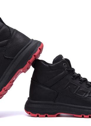 Мужские зимние кожаные кроссовки reebok black leather8 фото