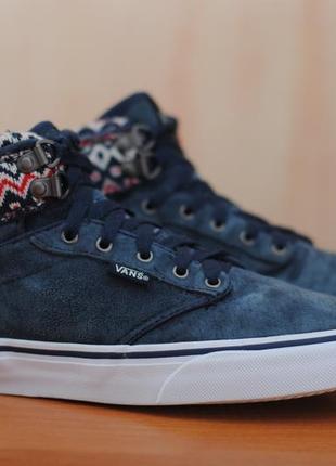 Синие замшевые высокие кеды, кроссовки vans, вэнс, ванс, венс, 36.5 размер. оригинал