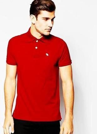 Удобная хлопковая футболка-поло люксового американского бренда abercrombie & fitch.