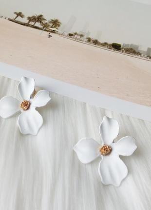 Очень красивые серьги цветы в белом цвете.3 фото