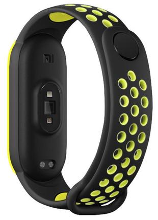 Ремешок nike style для фитнес-браслета xiaomi mi band 6/5 черно-желтый (mrk5685)