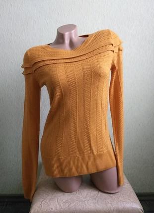 Свитер в косичку. пуловер. вязаный лонгслив. оранжевый, рыжий, тыквенный.1 фото
