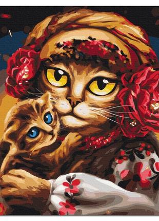 Картина за номерами на полотні з підрамником "сім'я котиків ©маріанна пащук", набор акриловая живопис цифрами