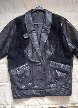 Эксклюзивная винтажная кожаная замшевая оверсайз куртка