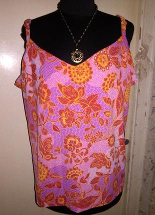 Стрейч,яскрава майка-блузка-танкіні з сіточкою,великого розміру,generouse by lindex