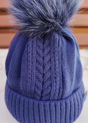 Шапка зимняя  детская мальчику на завязках на флисе fs, р. 50-52, украина, синяя10 фото