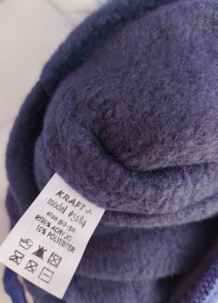 Шапка зимняя  детская мальчику на завязках на флисе fs, р. 50-52, украина, синяя3 фото