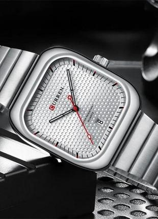 Мужские наручные кварцевые часы curren 8460 silver-silver4 фото