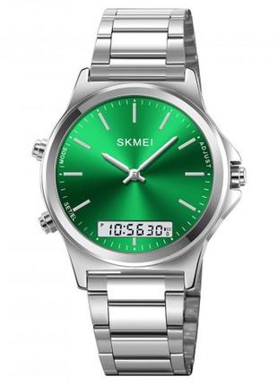 Мужские наручные кварцевые (электронные) часы skmei 2120sign silver-green