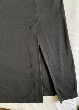 Длинное черное трикотажное платье из плотнои хлопка (размер 44-46)6 фото