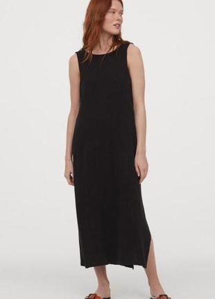 Длинное черное трикотажное платье из плотнои хлопка (размер 44-46)8 фото