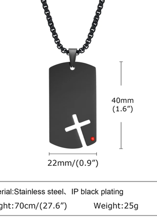 Підвіска медальйон з хрестом, ланцюжок нержавіюча сталь3 фото