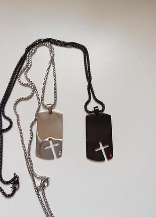 Подвеска медальон с крестом, цепочка нержавеющая сталь