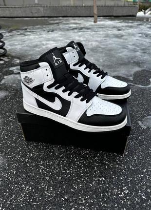 Стильные кожаные мужские кроссовки nike air jordan 1 высокие мужские кроссовки с перфорацией демисезонные мужские кроссовки из кожи