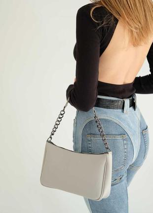 Женская сумка sambag hobo l серый шёлк