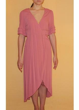 Платье розовое на запах,туника2 фото