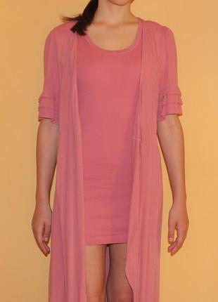 Платье розовое на запах,туника1 фото