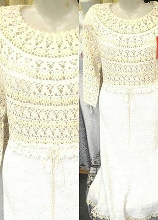 Платье нарядное , льняное ,верх ручная работа , размер 50 и 52 .