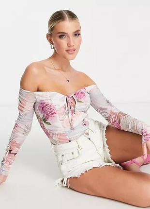 Сітчасте боді з відкритими плечима asos design3 фото