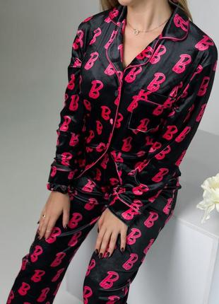 Женская черная велюровая пижама барби barbie велюровый домашний костюм8 фото