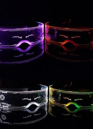 Окуляри в стилі кіберпанк led підсвітка, яскраві світлодіодні окуляри 7 кольорів, світлодіодні led al окуляри2 фото