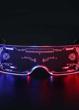 Очки в стиле киберпанк led подсветка, яркие светодиодные очки 7 цветов, светодиодные led al очки3 фото