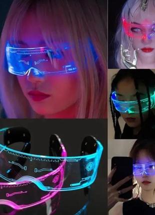 Очки в стиле киберпанк led подсветка, яркие светодиодные очки 7 цветов, светодиодные led al очки5 фото