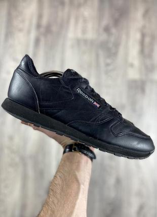 Reebok classic кроссовки 44 размер кожаные чёрные оригинал