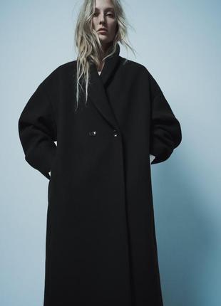 Довге вовняне пальто оверсайз zara
