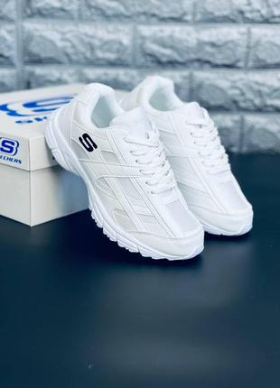 Женские кроссовки skechers белые текстиль кроссовки