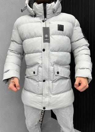 Мужская куртка пуховик серая тёплая зимняя распродажа3 фото