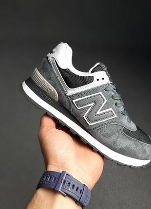 Жіночі сірі замшеві кросівки з сіткою в стилі new balance 574 🆕 нью баланс 574